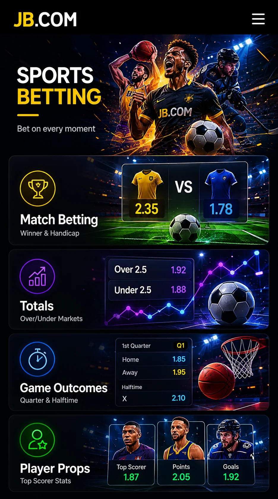 JB.COM basketball betting on mobile